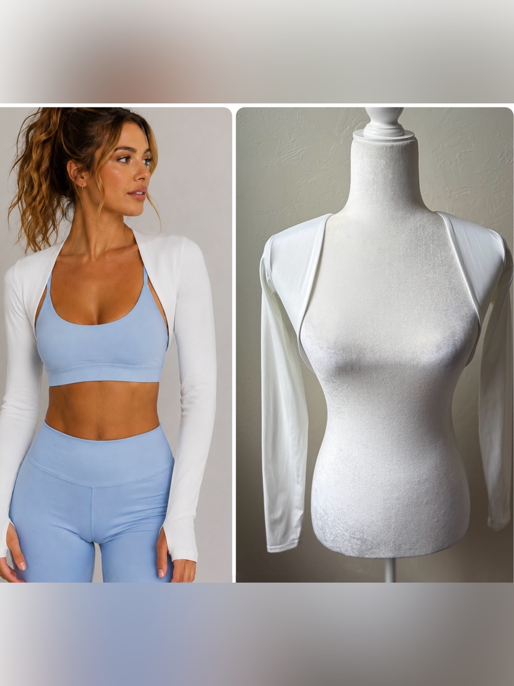 Astoria LIVE LUXE White Shrug Crop Activewear Layer Size Small